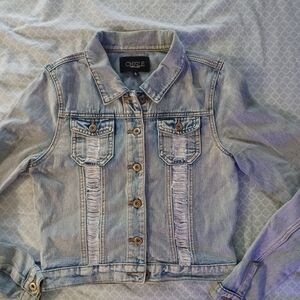 Chiqle Denim Jean Jacket Womens S Destroyed
